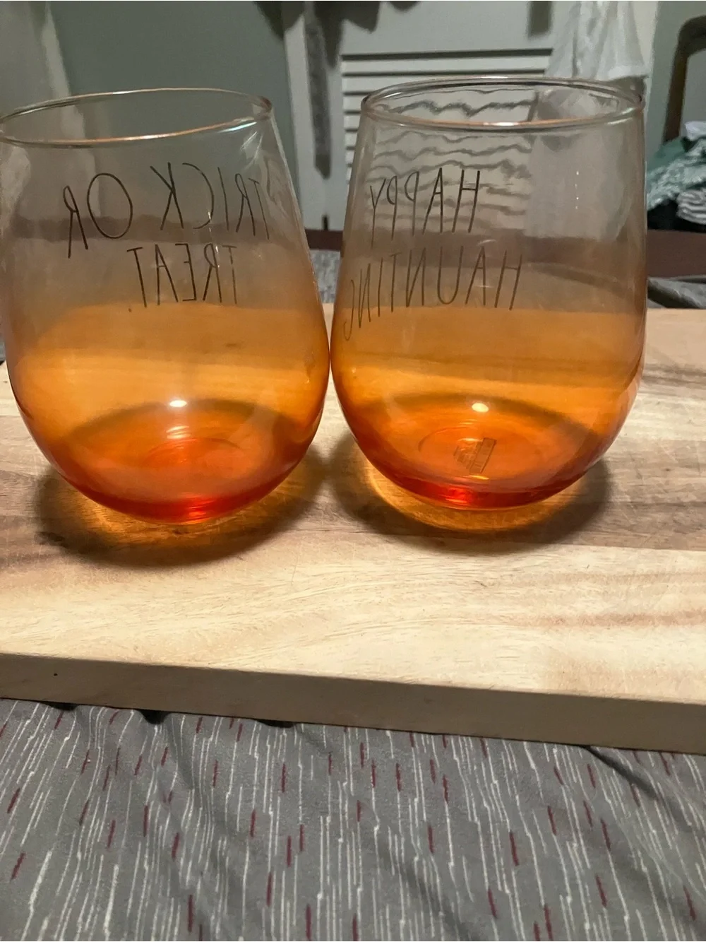 Rae Dunn Set of 2 Halloween-Themed Wine Glasses